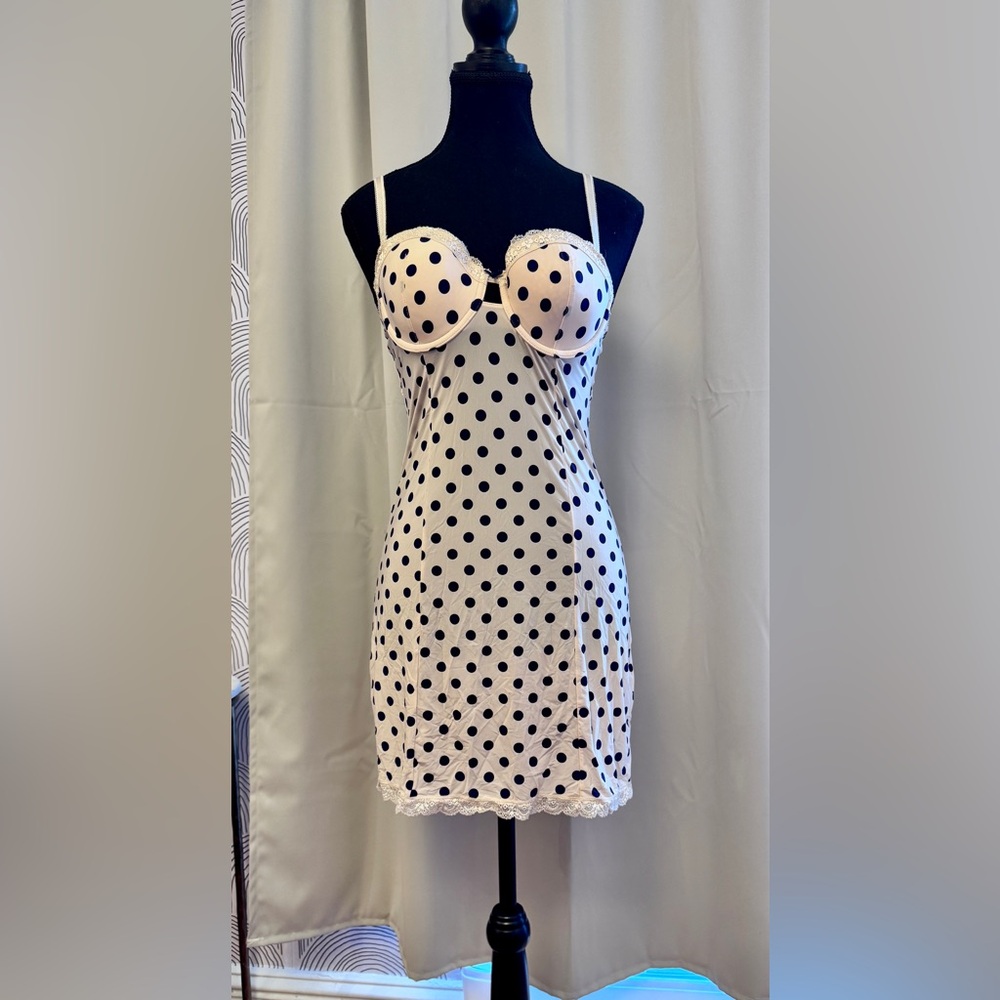 Blush Cream and Black Chemise with Polka Dots